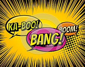 Background with Boom comic book explosion vector design background
