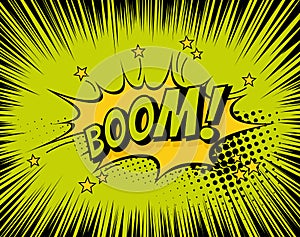 Background with Boom comic book explosion vector design background