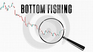 Background of bottom fishing stock market on white background