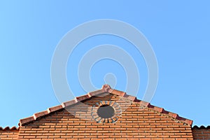 Background Brick roof and clear blue sky