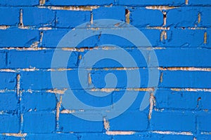 Background of brick wall.Blue paint.