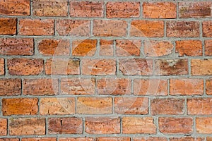 Background from a brick wall. Brickwork made of red large brick.
