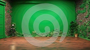 background brick wall green screen