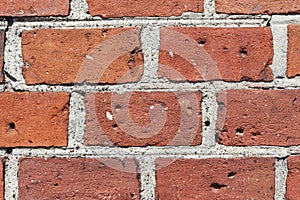 Background of brick wall texture. Close-up of several old bricks vintage wall of old cathedral