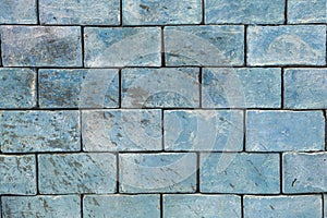 Background brick wall texture of light blue blue large blocks