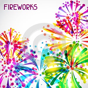 Background with bright colorful fireworks and