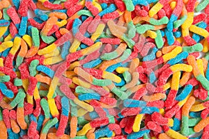 Background of bright gummy worm candies