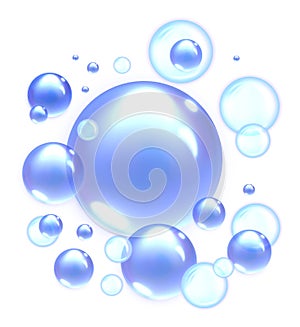 Blue soap bubbles