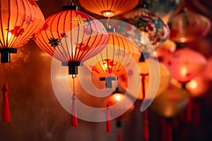 Background of bright traditional chinese lanterns