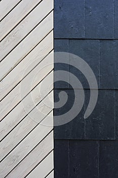 Background of brown wooden slats, texture of wood strips