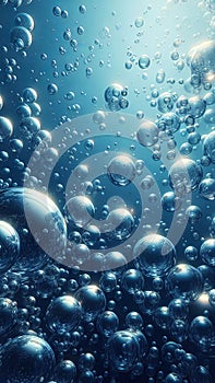Background of bubbles in blue water.
