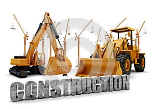 Background with bulldozer and loader