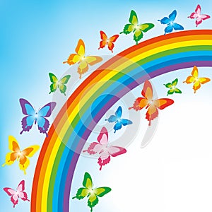 Background with butterfly and rainbow