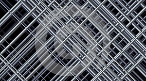 Background of a cage made of metal rods on a black background