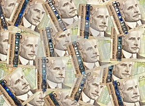 Background of Canadian one hundred dollar bills