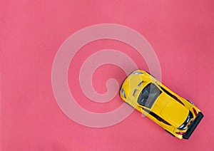 Background with car toy top view.