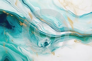 Background for Cards. Sea color and Azure Pigment. Ocean Waves Liquid. Contrast Ink Smudges. Aquamarine Splatter Alcohol