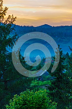 Background of Carpathian mountains landscape in Ukraine