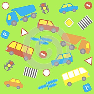 Background with cartoon cars