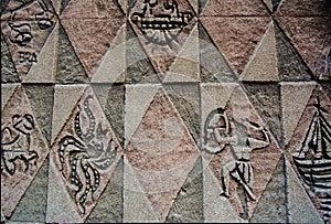 Background carved stone depicting the nautical theme