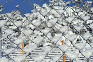 Background Chain Link and Snow