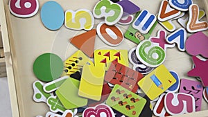 Background of children`s educational toys. top view close-up. toys for young children. games for the development of the child