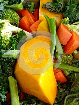 Background chopped peeled healthy nutritious fresh vegetables