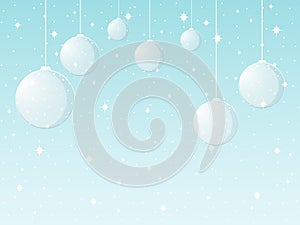 Background with Christmas balls and snowflakes. Vector