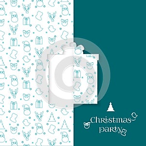 Background with Christmas symbol pattern. Christmas and New Year greeting card templates - gift. photo