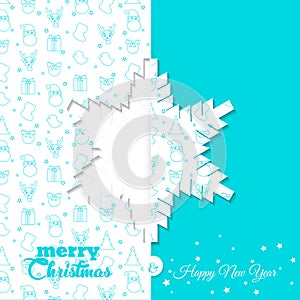 Background with Christmas symbol pattern. Christmas and New Year greeting card templates - snowflake photo