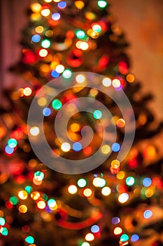 Background of christmas tree with shining lights