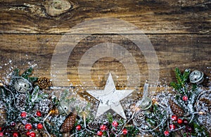 Background for Christmas with white wooden star
