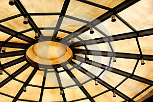 Background with circle structure under roof