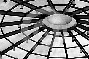 Background with circle structure under roof