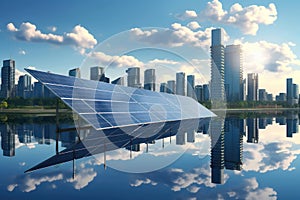 Background city sun ecological environment panel electricity environmental green power solar energy