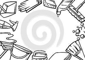 Background with cleaning items. Housekeeping illustration for service and advertising.