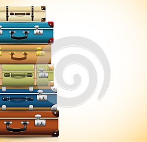 Background with closed old retro vintage suitcases