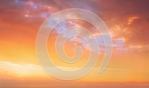Cloudscape with beautiful orange sunset clouds on sky