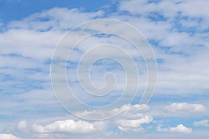 Background cloudscape with cumulus and cirrostratus clouds