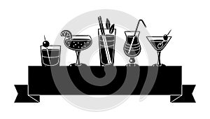 Background with cocktails in glass. Alcoholic drink for party.