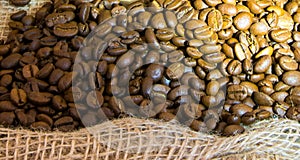 Background of coffee beans and bear,