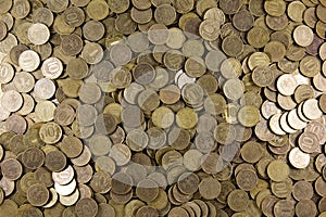 Background of coins. Many coins