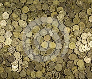 Background of coins. Many coins