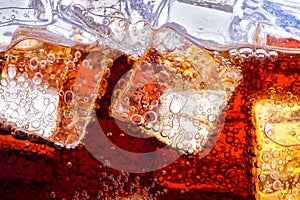 Background of cola with ice