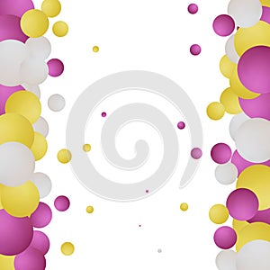 Background with color balls. 3d round spheres. Geometric design elements circle ball pattern. Flying shapes in empty space. Design