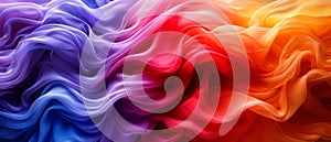 background of Color Waves in Flow of silks in Vivid Warm and Cool Hues photo