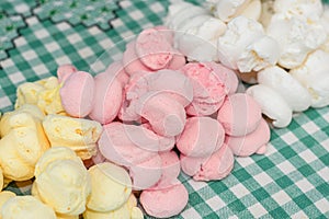 Background of colored home made meringue candy