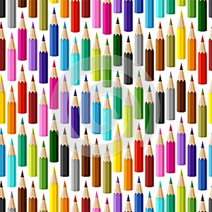 Background with colored pencils. Vector seamless