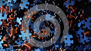 Background of Colored Puzzle Pieces that Rotating Counterclockwise