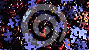 Background of Colored Puzzle Pieces that Rotating Counterclockwise